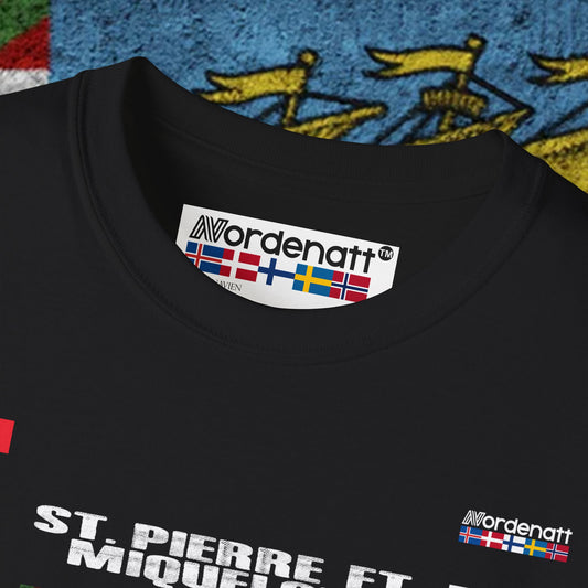 Camiseta con bandera de algodón suave de San Pedro y Miquelón