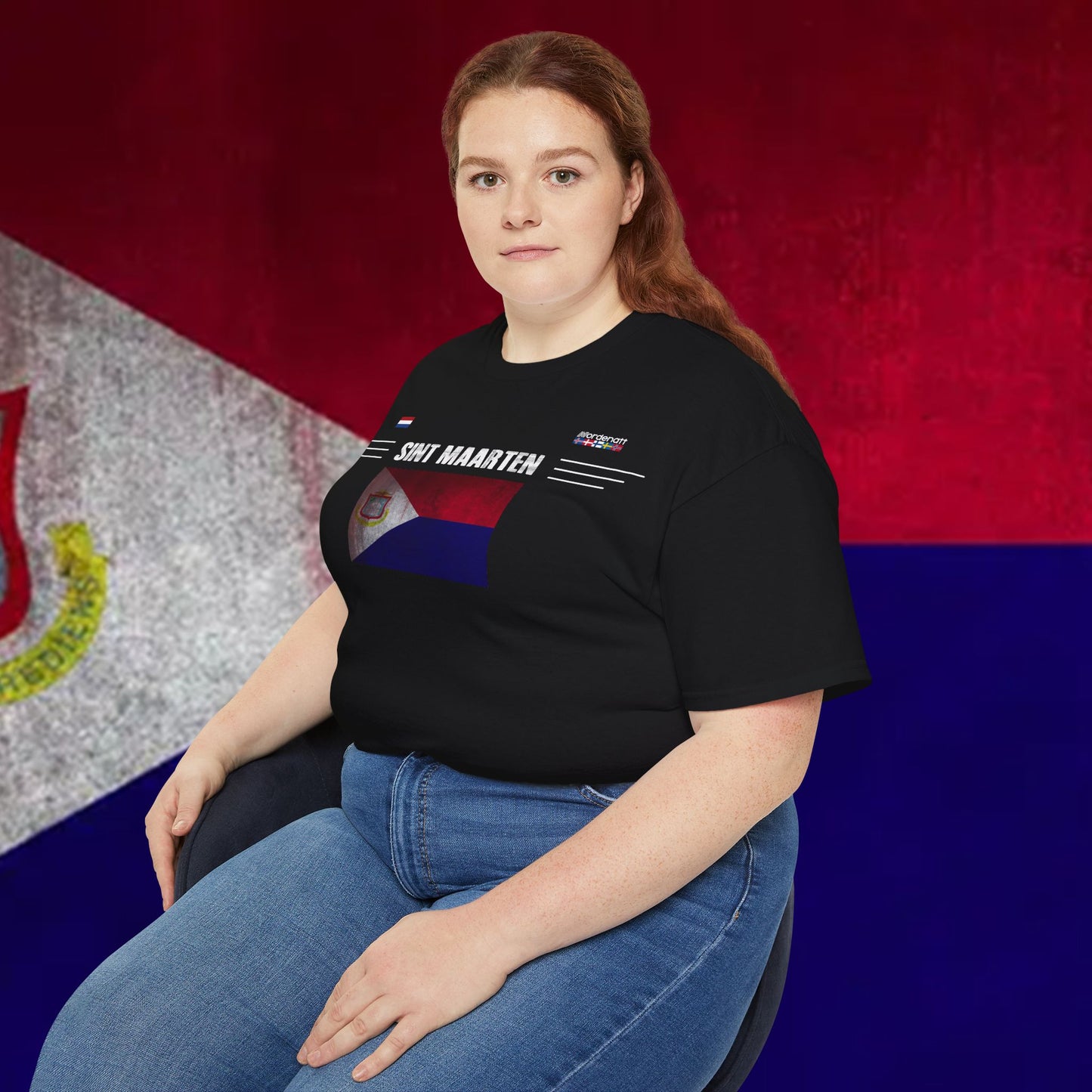 Camiseta de algodón suave con la bandera de Sint Maarten