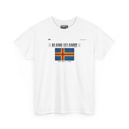 Aland Islands flag t-shirt in White — premium cotton, Nordenatt