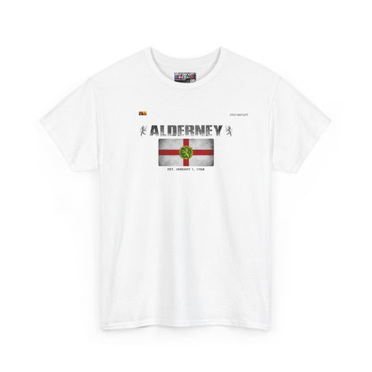 Alderney flag t-shirt in White — premium cotton, Nordenatt