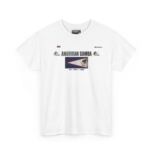 American Samoa flag t-shirt in White — premium cotton, Nordenatt