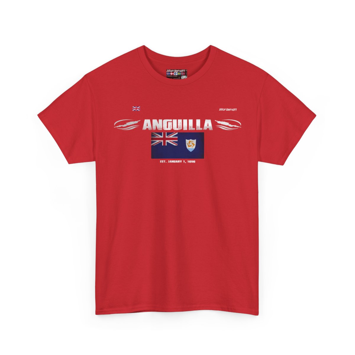 Anguilla flag t-shirt in Red — premium cotton, Nordenatt