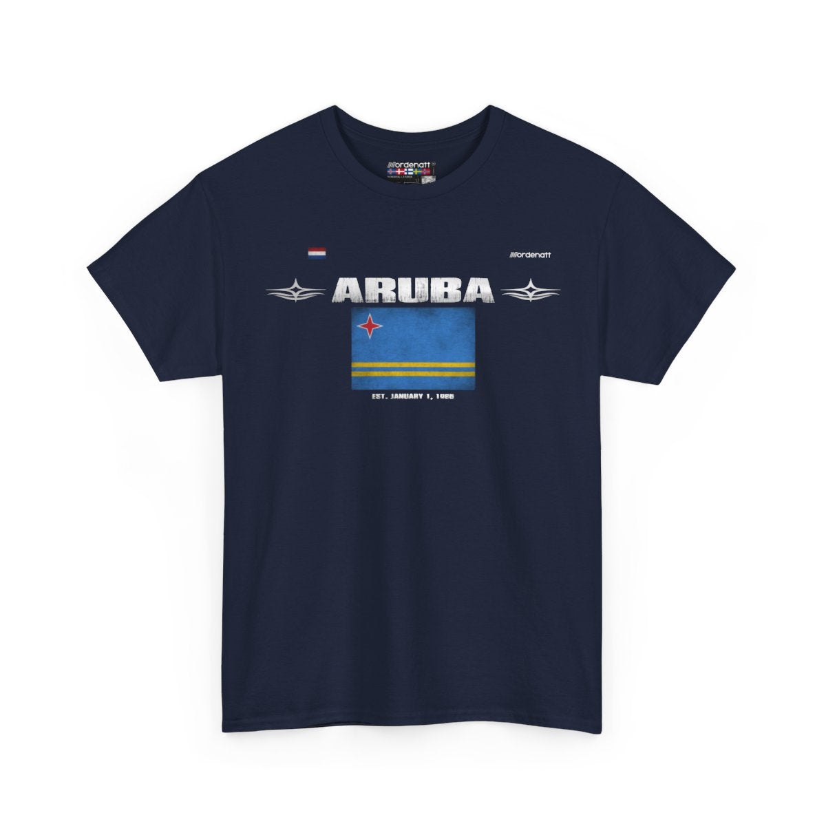 Aruba flag t-shirt in Navy — premium cotton, Nordenatt