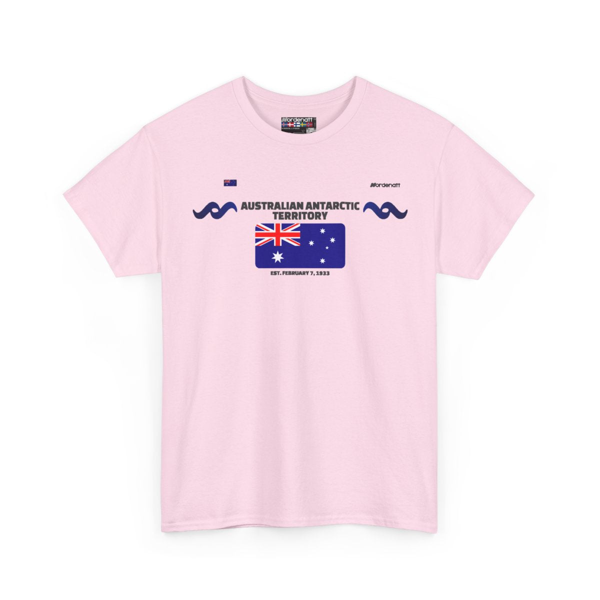 Australian Antarctic Territory flag t-shirt in Light Pink — premium cotton, Nordenatt