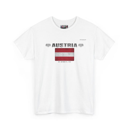 Austria flag t-shirt in White — premium cotton, Nordenatt