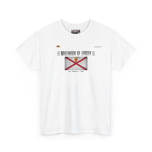 Bailiwick Of Jersey flag t-shirt in White — premium cotton, Nordenatt