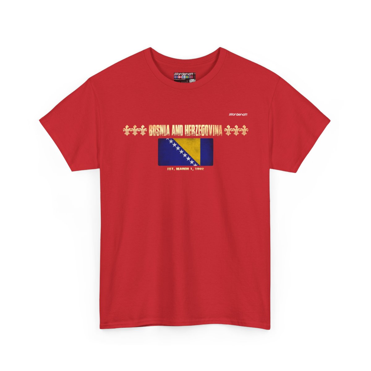 Bosnia And Herzegovina flag t-shirt in Red — premium cotton, Nordenatt