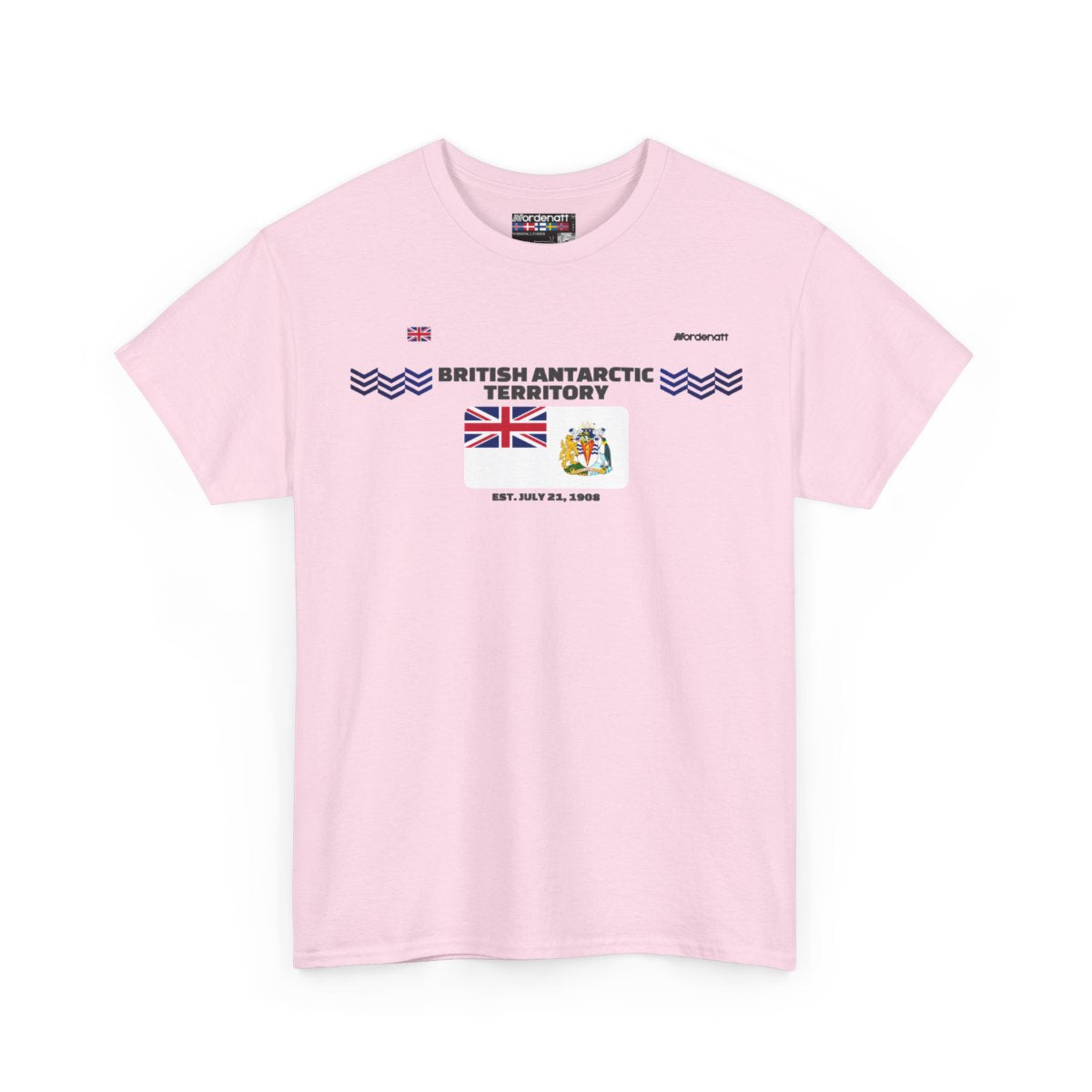 British Antarctic Territory flag t-shirt in Light Pink — premium cotton, Nordenatt