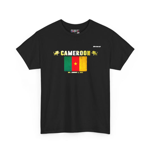 Cameroon flag t-shirt in Black — premium cotton, Nordenatt