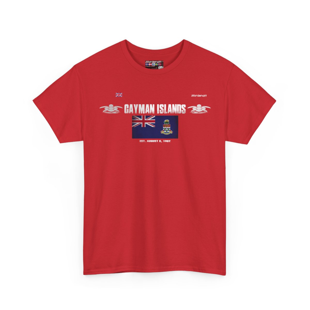 Cayman Islands flag t-shirt in Red — premium cotton, Nordenatt