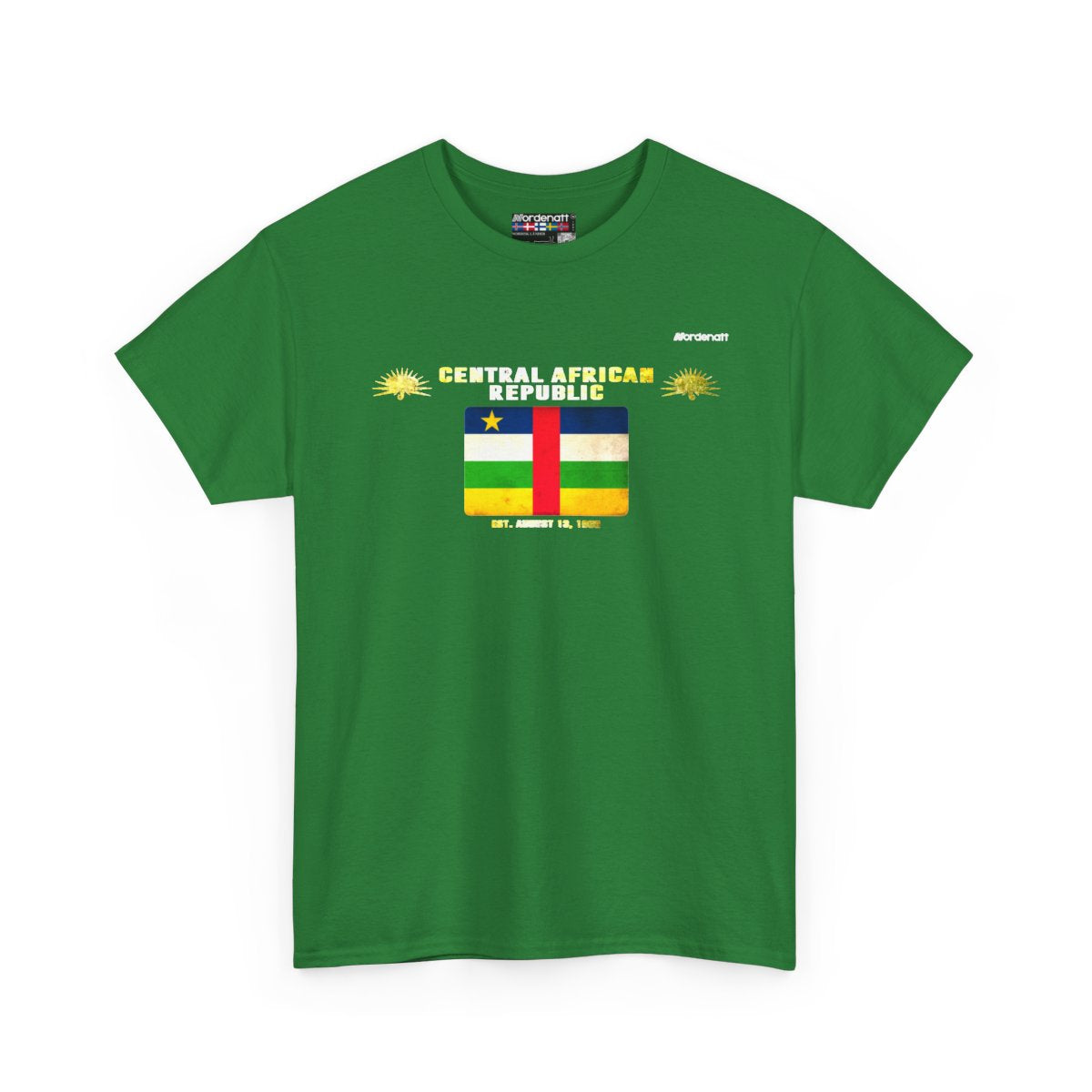 Central African Republic flag t-shirt in Turf Green — premium cotton, Nordenatt