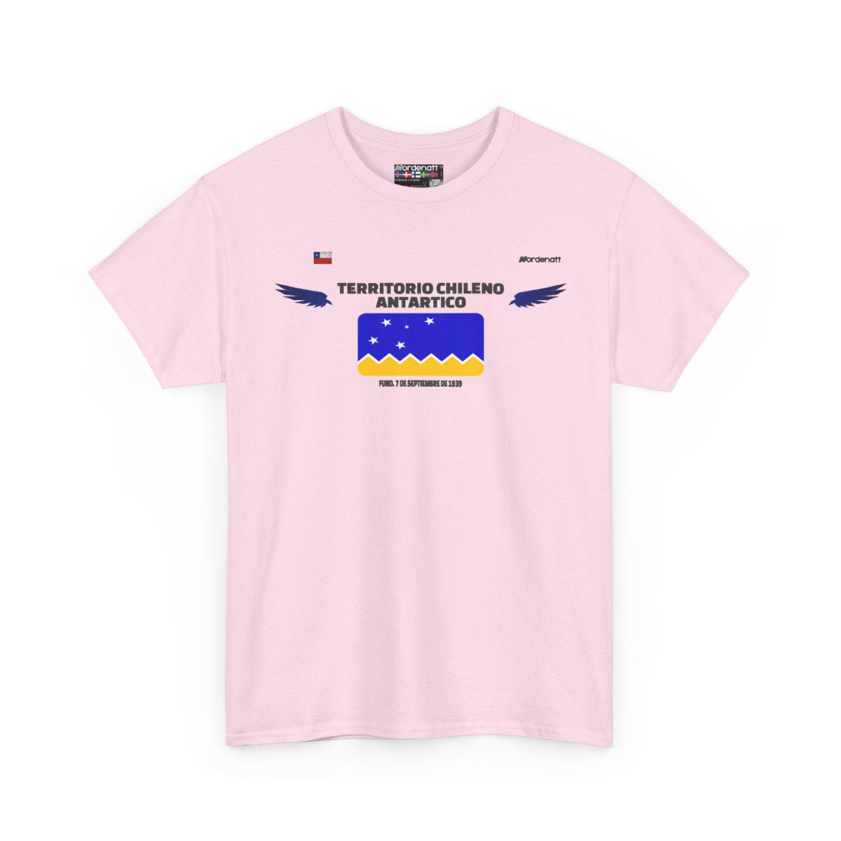 Chilean Antarctic Territory flag t-shirt in Light Pink — premium cotton, Nordenatt