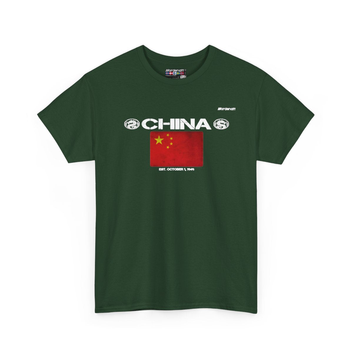 China flag t-shirt in Forest Green — premium cotton, Nordenatt