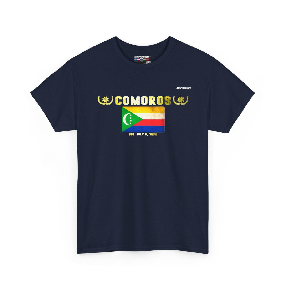 Comoros flag t-shirt in Navy — premium cotton, Nordenatt