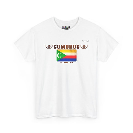Comoros flag t-shirt in White — premium cotton, Nordenatt