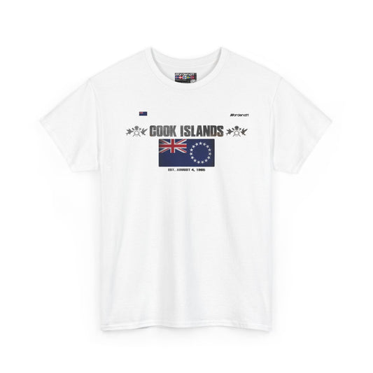 Cook Islands flag t-shirt in White — premium cotton, Nordenatt