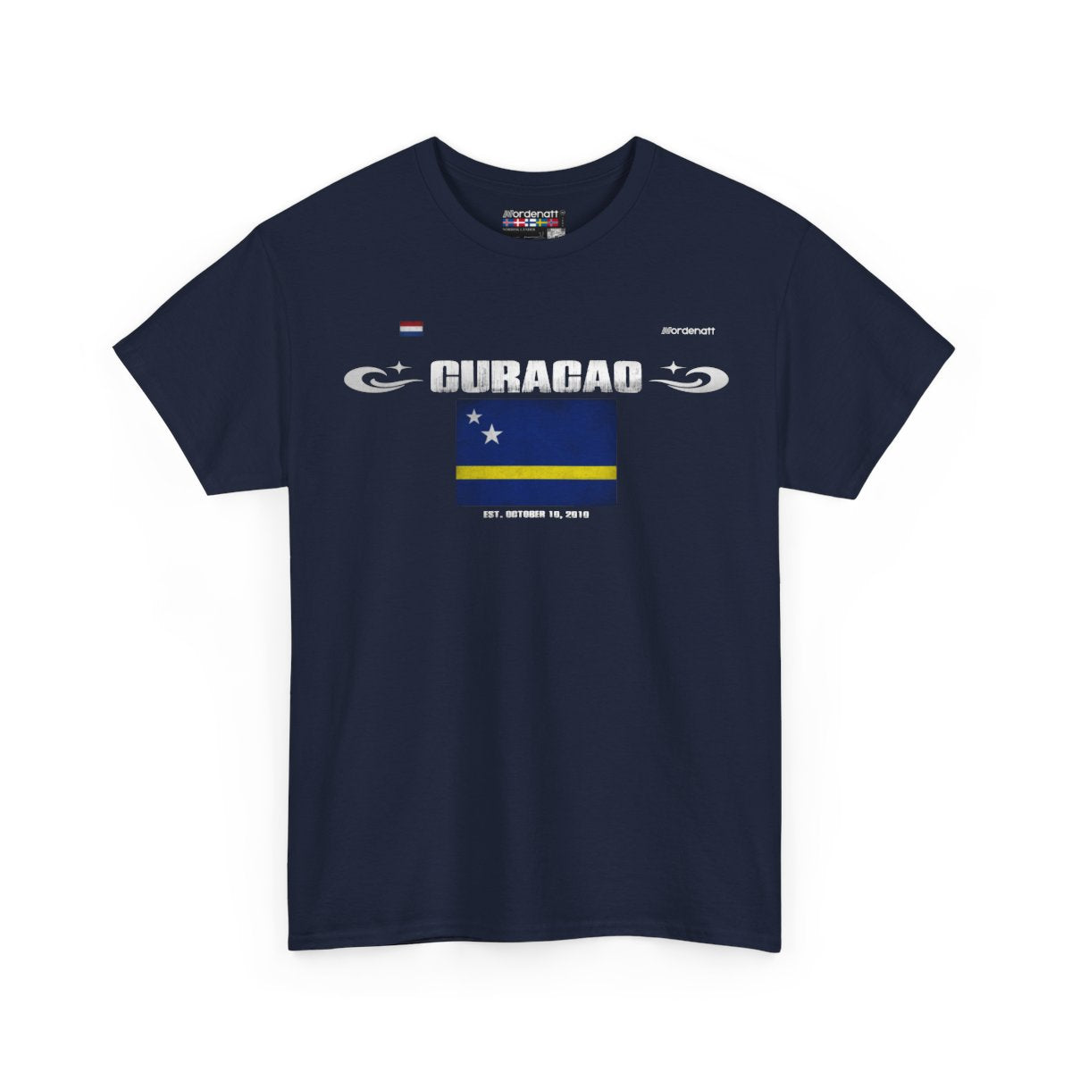 Curacao flag t-shirt in Navy — premium cotton, Nordenatt