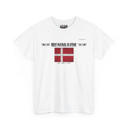 Denmark flag t-shirt in White — premium cotton, Nordenatt