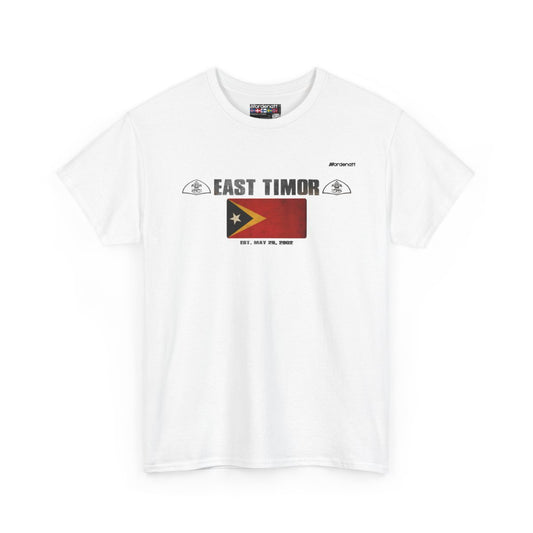 East Timor flag t-shirt in White — premium cotton, Nordenatt
