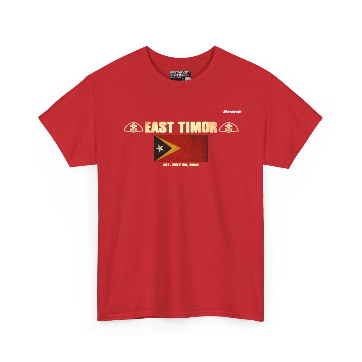 East Timor flag t-shirt in Red — premium cotton, Nordenatt