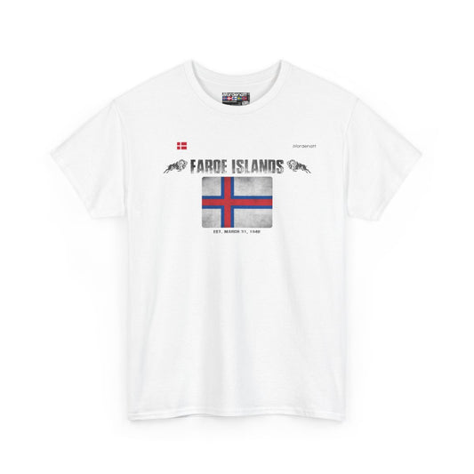 Faroe Islands flag t-shirt in White — premium cotton, Nordenatt