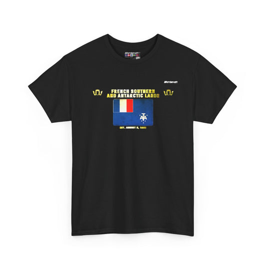French Southern Territories flag t-shirt in Black — premium cotton, Nordenatt