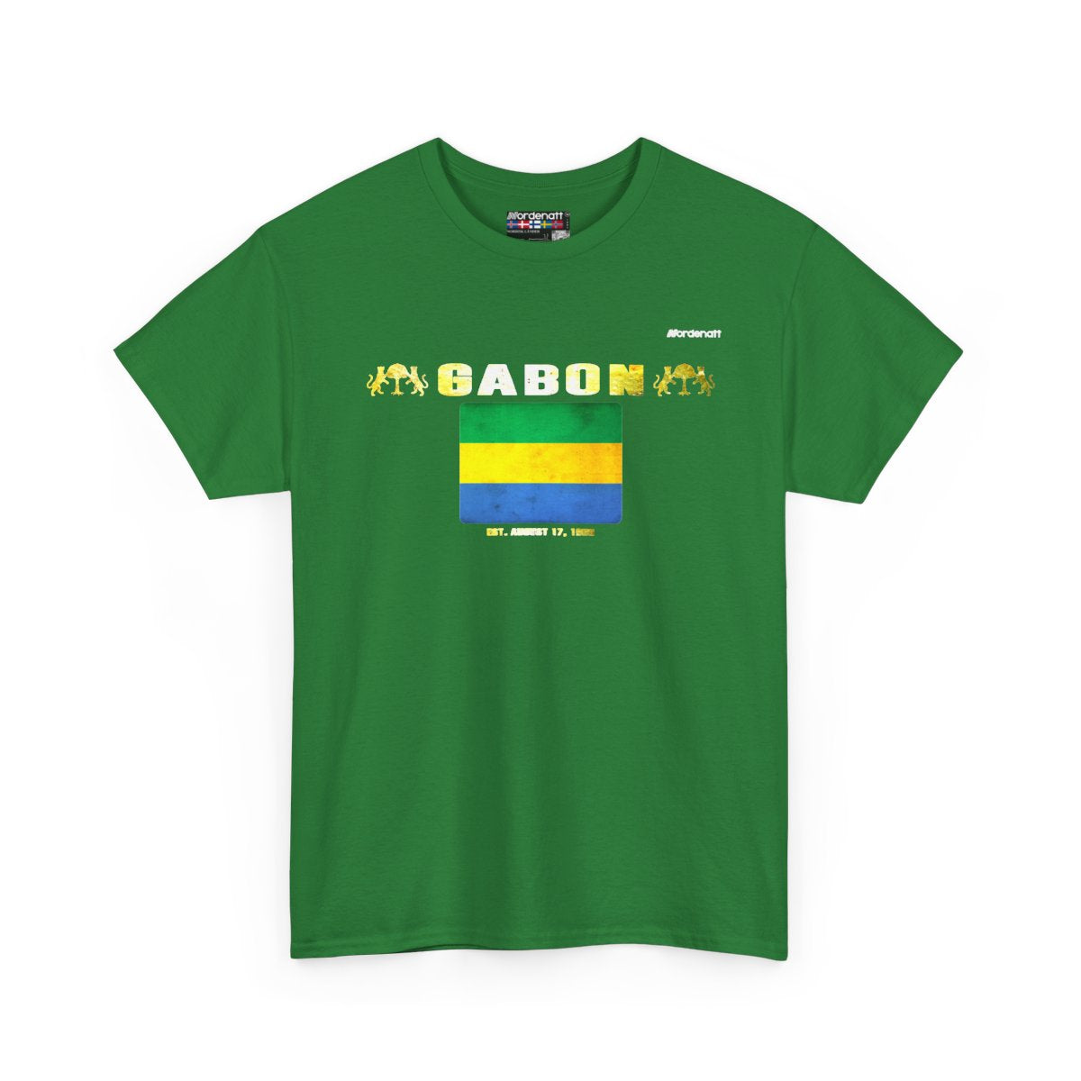 Gabon flag t-shirt in Turf Green — premium cotton, Nordenatt