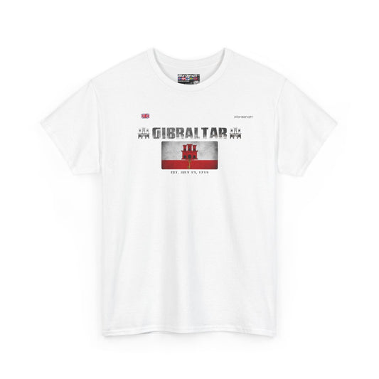 Gibraltar flag t-shirt in White — premium cotton, Nordenatt