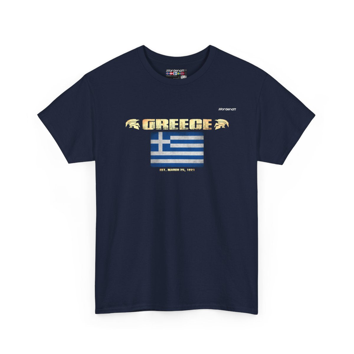 Greece flag t-shirt in Navy — premium cotton, Nordenatt