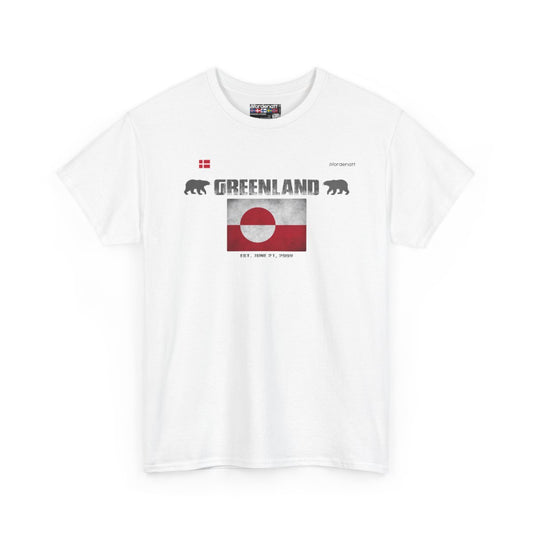 Greenland flag t-shirt in White — premium cotton, Nordenatt