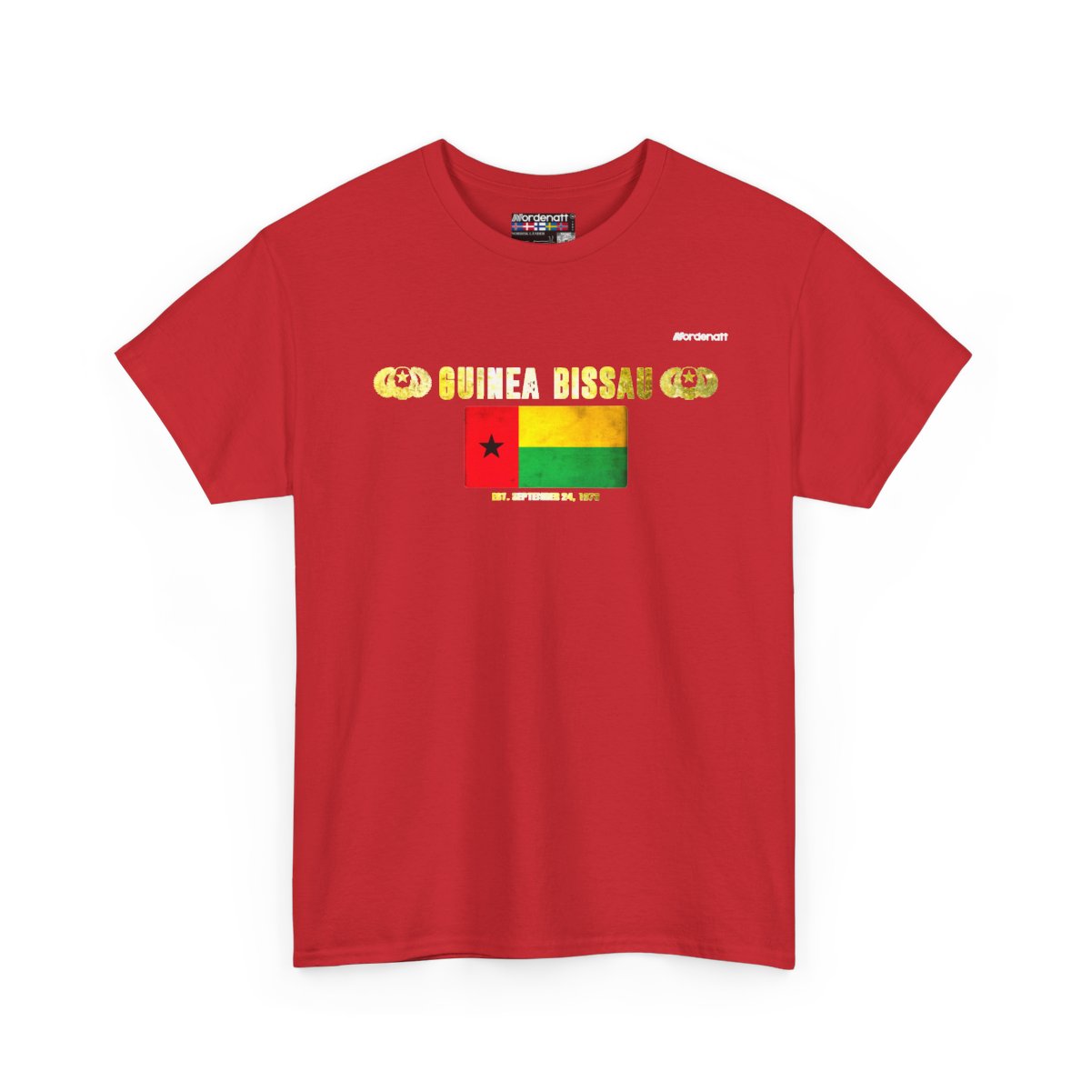 Guinea-Bissau flag t-shirt in Red — premium cotton, Nordenatt