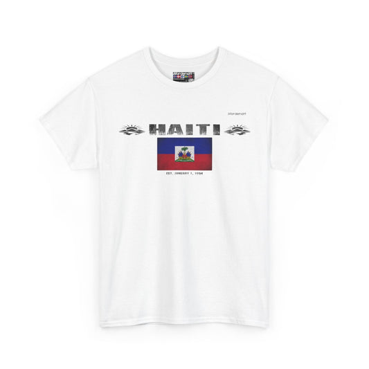 Haiti flag t-shirt in White — premium cotton, Nordenatt