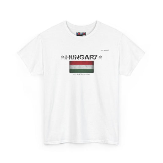 Hungary flag t-shirt in White — premium cotton, Nordenatt