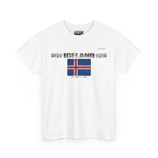 Iceland flag t-shirt in White — premium cotton, Nordenatt