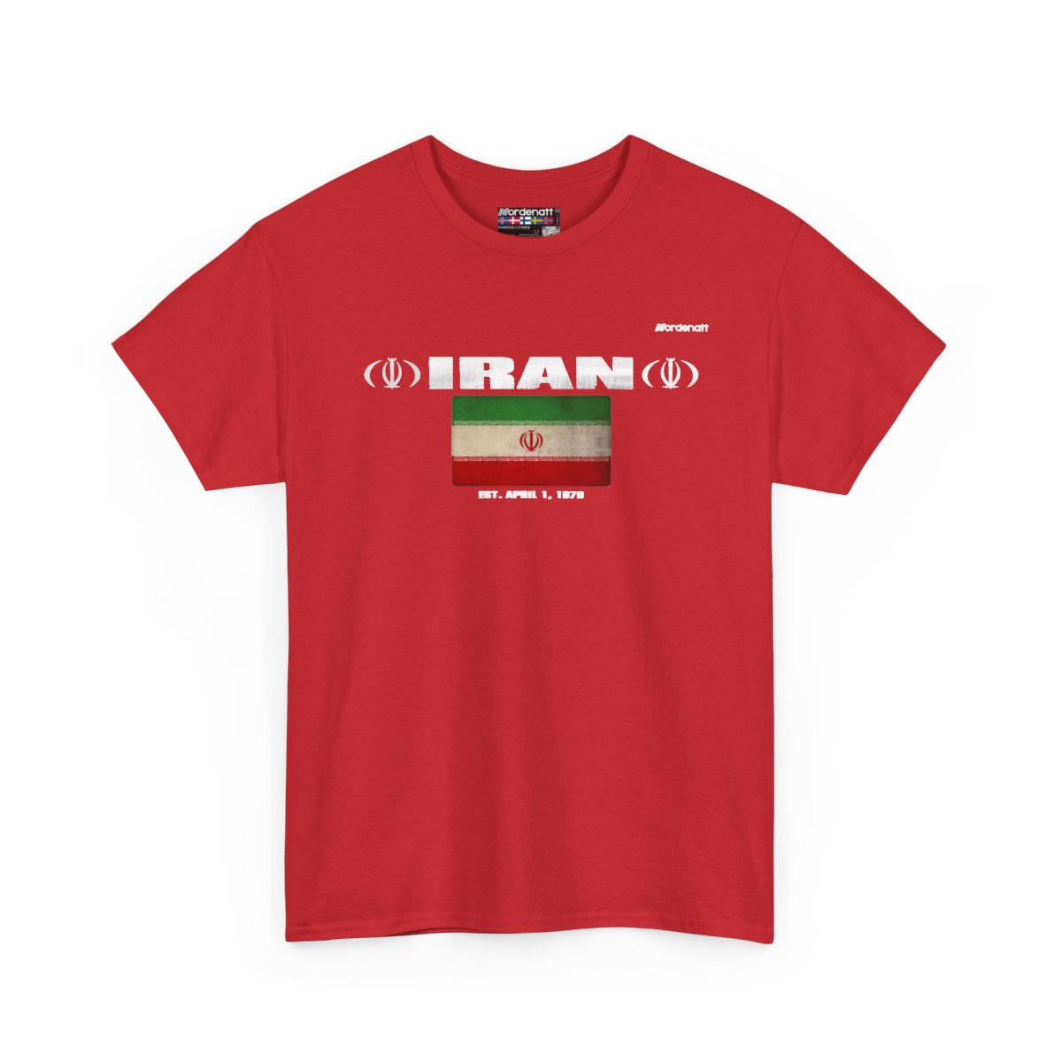 Iran flag t-shirt in Red — premium cotton, Nordenatt