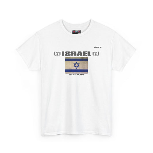 Israel flag t-shirt in White — premium cotton, Nordenatt