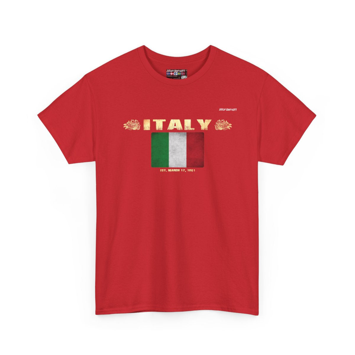 Italy flag t-shirt in Red — premium cotton, Nordenatt