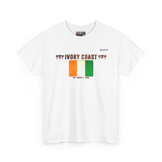 Ivory Coast flag t-shirt in White — premium cotton, Nordenatt