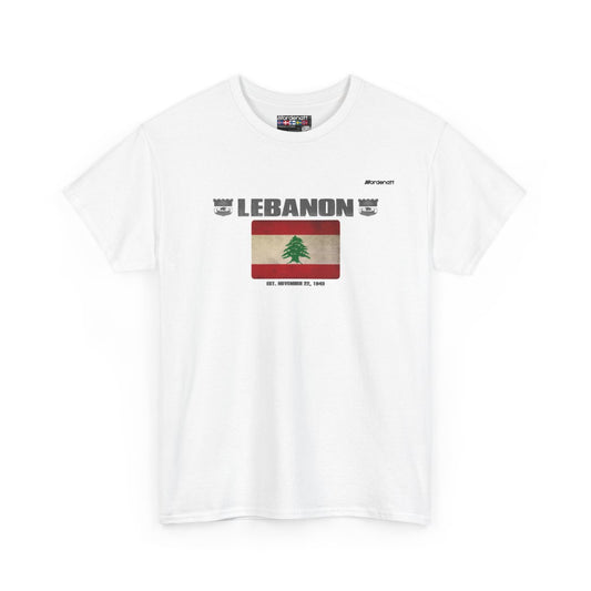 Lebanon flag t-shirt in White — premium cotton, Nordenatt