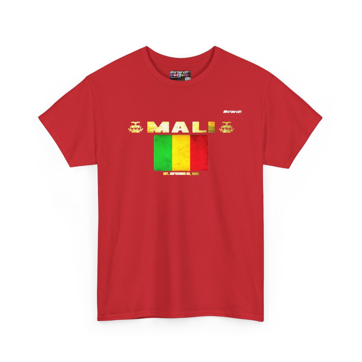 Mali flag t-shirt in Red — premium cotton, Nordenatt