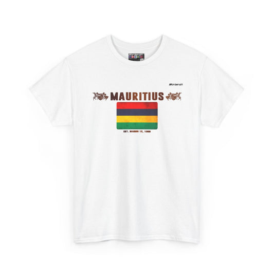 Mauritius flag t-shirt in White — premium cotton, Nordenatt