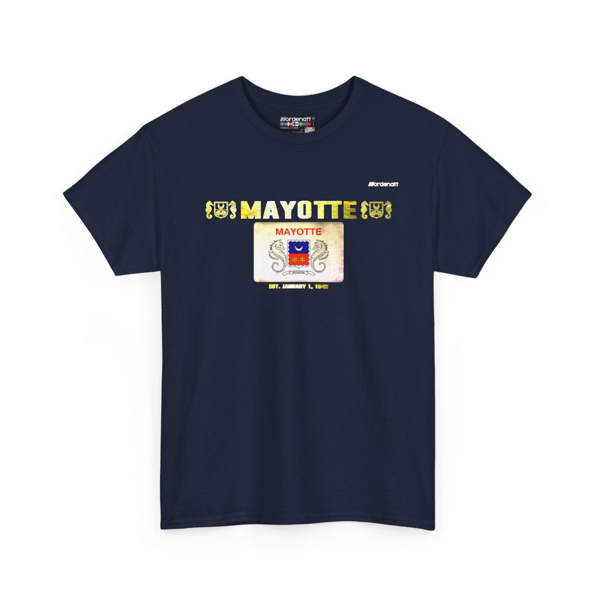 Mayotte flag t-shirt in Navy — premium cotton, Nordenatt