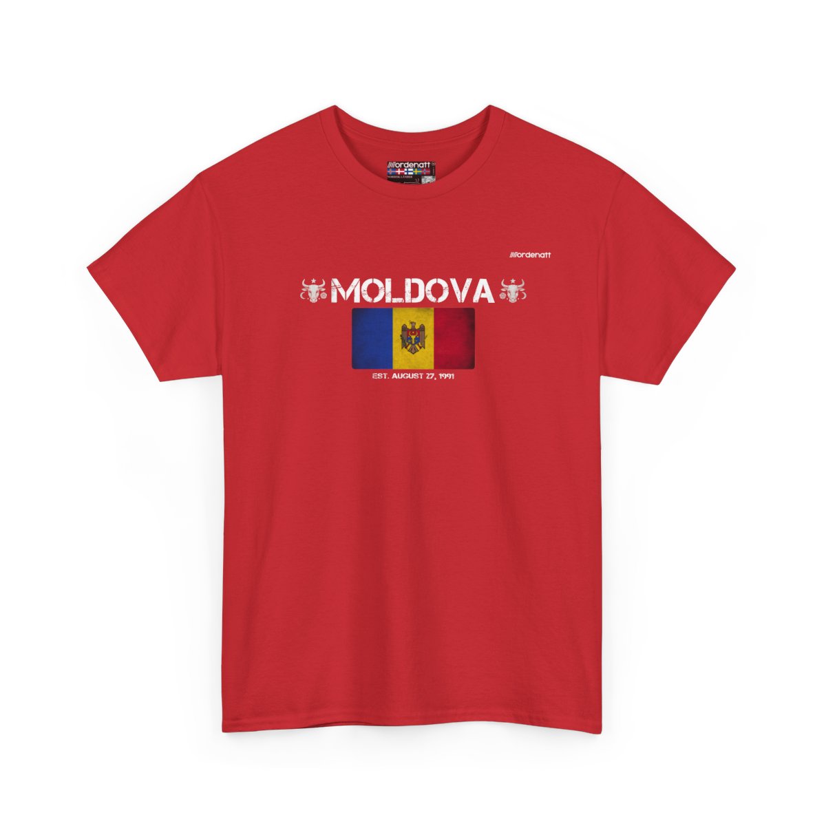 Moldova flag t-shirt in Red — premium cotton, Nordenatt