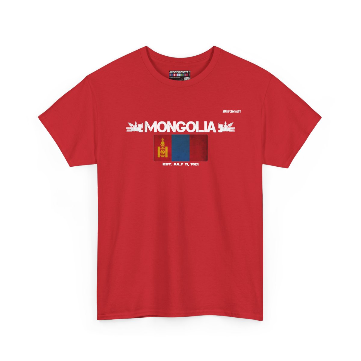 Mongolia flag t-shirt in Red — premium cotton, Nordenatt