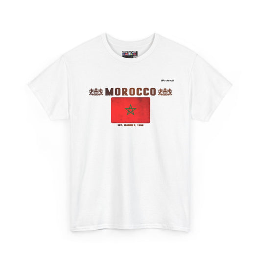Morocco flag t-shirt in White — premium cotton, Nordenatt