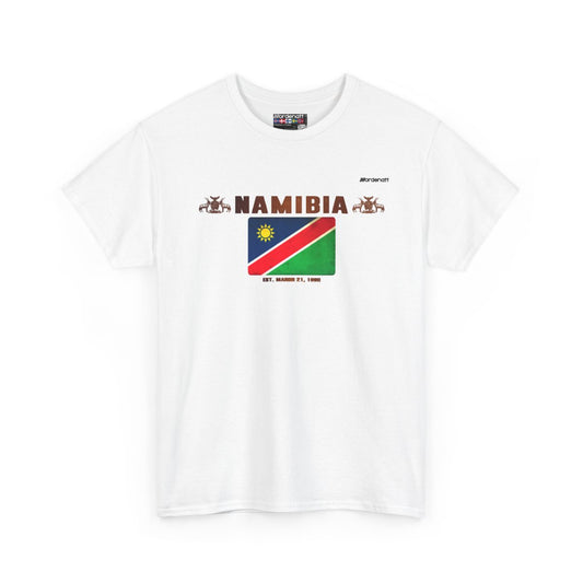 Namibia flag t-shirt in White — premium cotton, Nordenatt