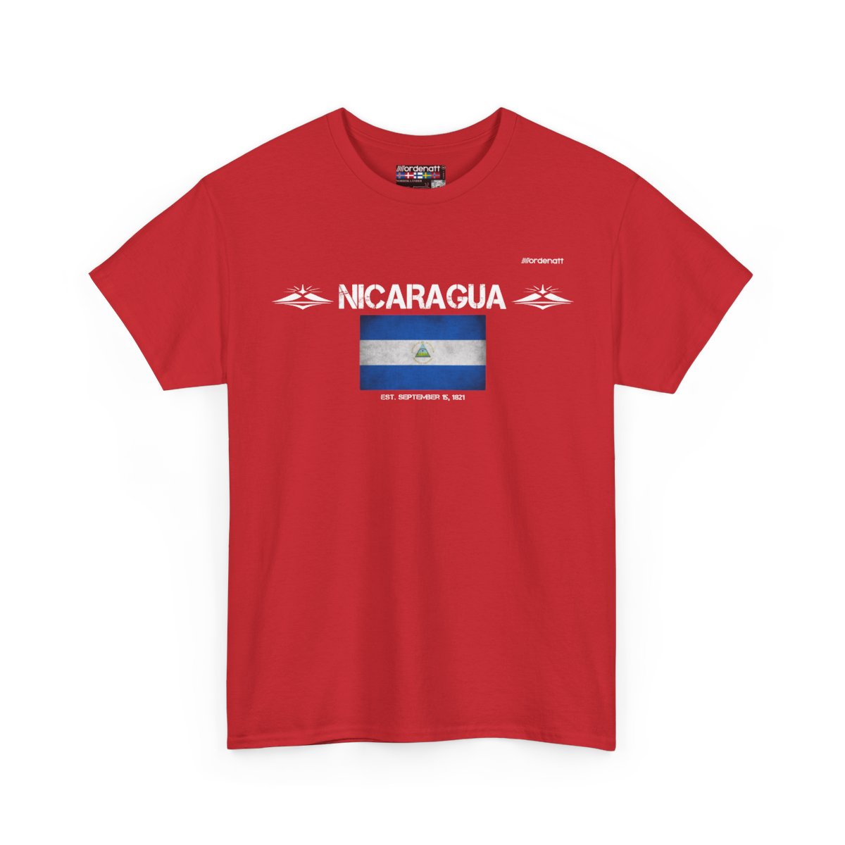 Nicaragua flag t-shirt in Red — premium cotton, Nordenatt