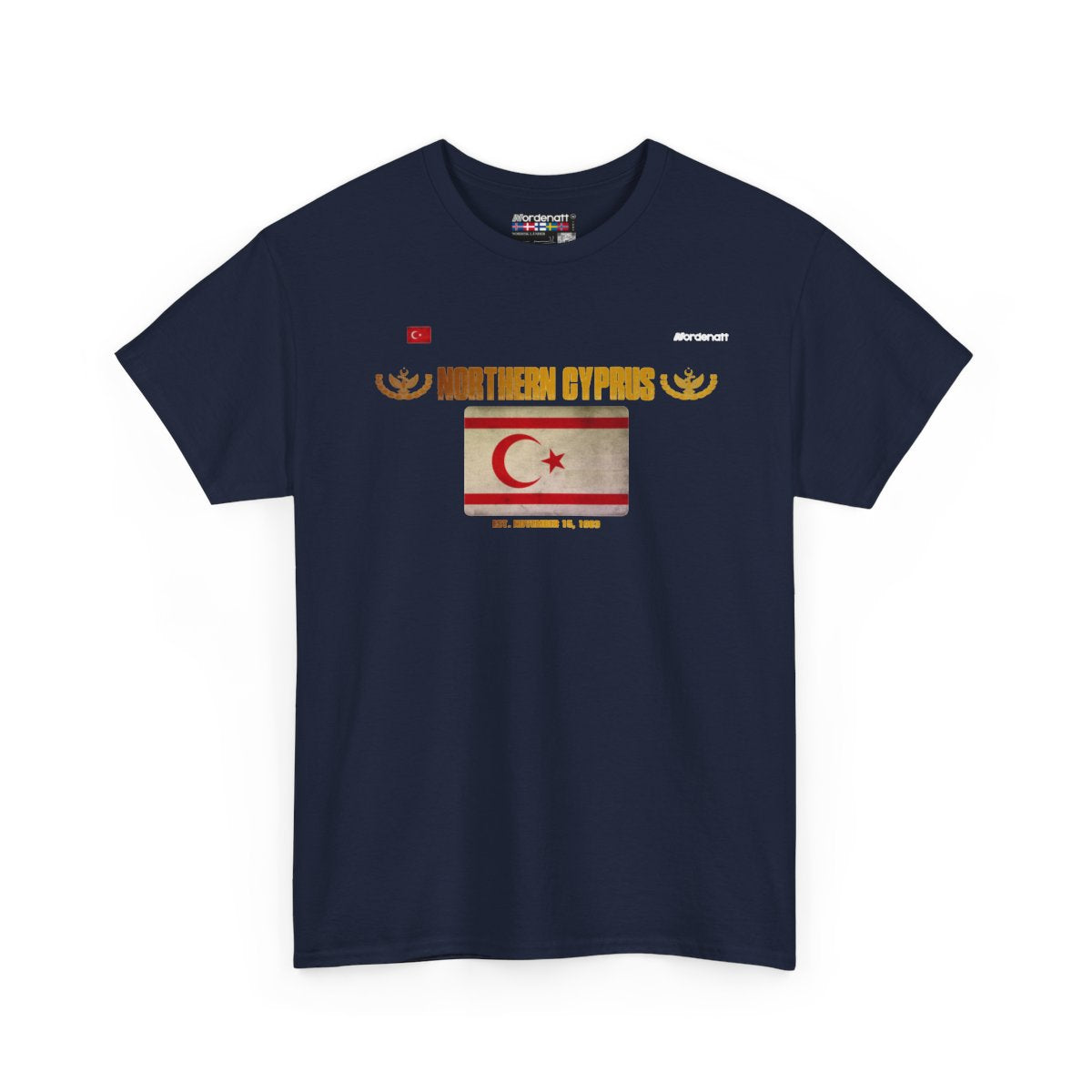 Northern Cyprus flag t-shirt in Navy — premium cotton, Nordenatt