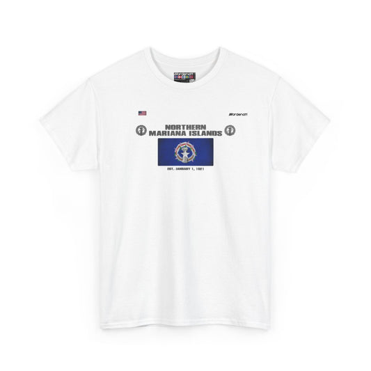 Northern Mariana Islands flag t-shirt in White — premium cotton, Nordenatt