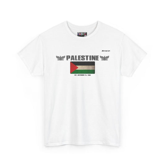 Palestine flag t-shirt in White — premium cotton, Nordenatt